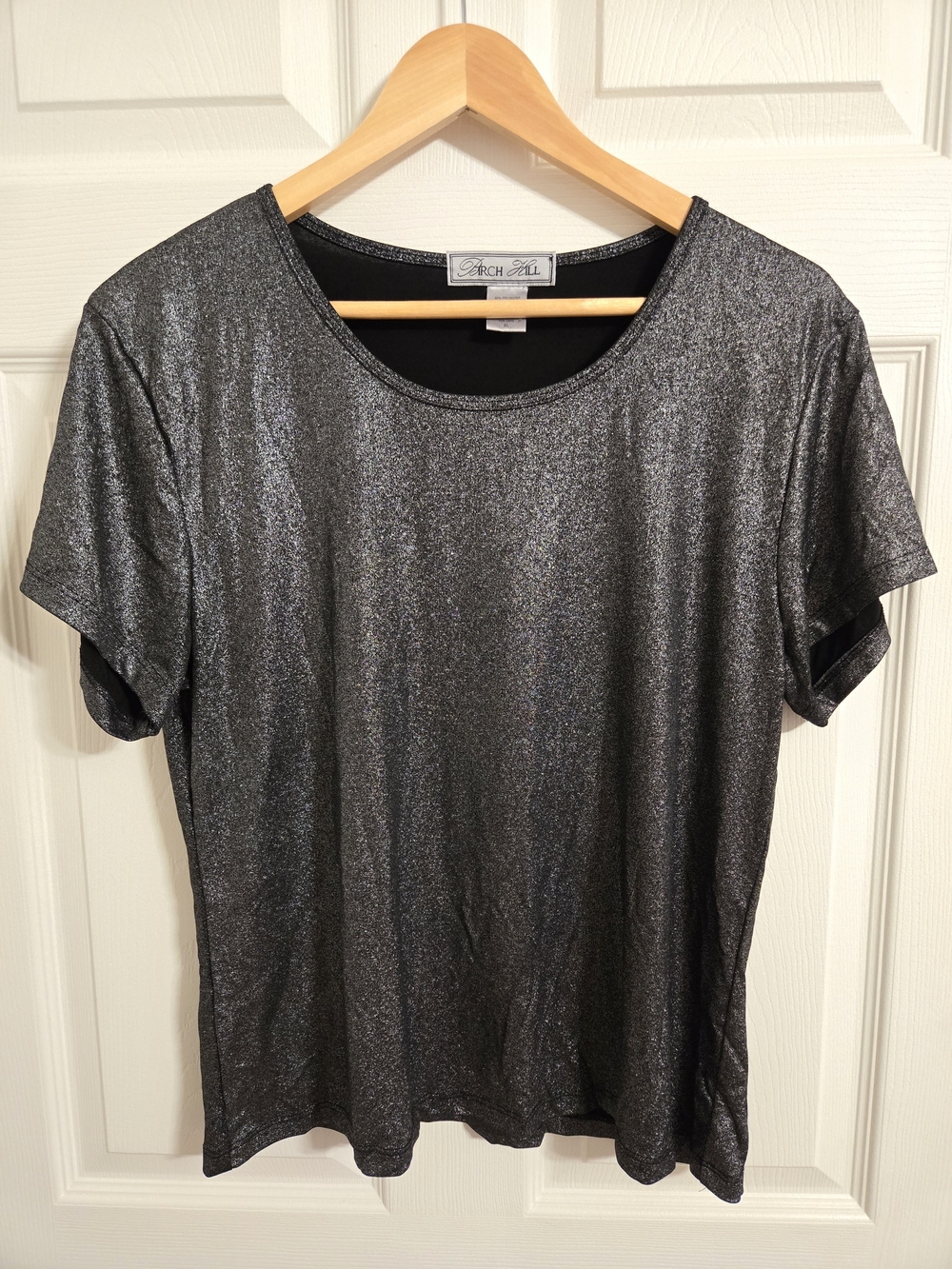 Birch Hill Women's Metallic Black Short-Sleeve Tee Size XL